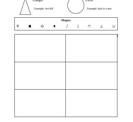 animal homes and shapes grade 1 activity